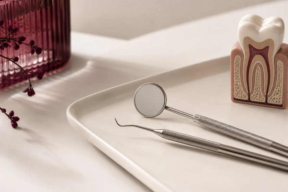 Dentist performing a careful dental examination
