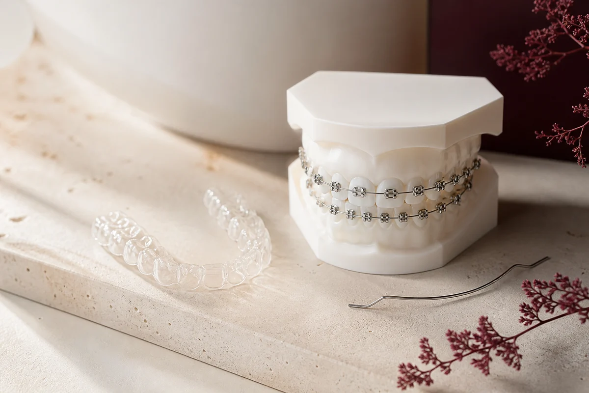 Dentist providing orthodontic care in a modern clinic